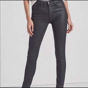 Current/Elliott Highwaist Black Coated Skinny Jean